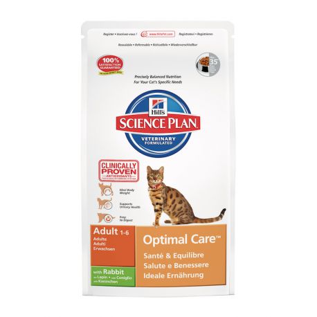 Science Plan Feline Adult Optimal Care Kibbles with rabbit for
